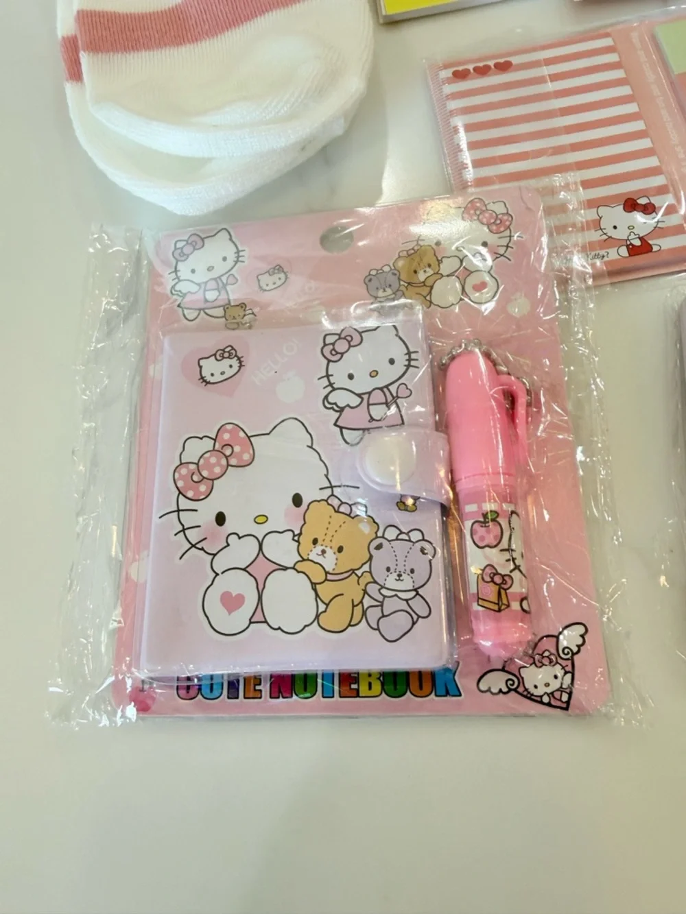 13 pc Hello Kitty Sanrio stationary Accessories Set gift kids socks pouch key